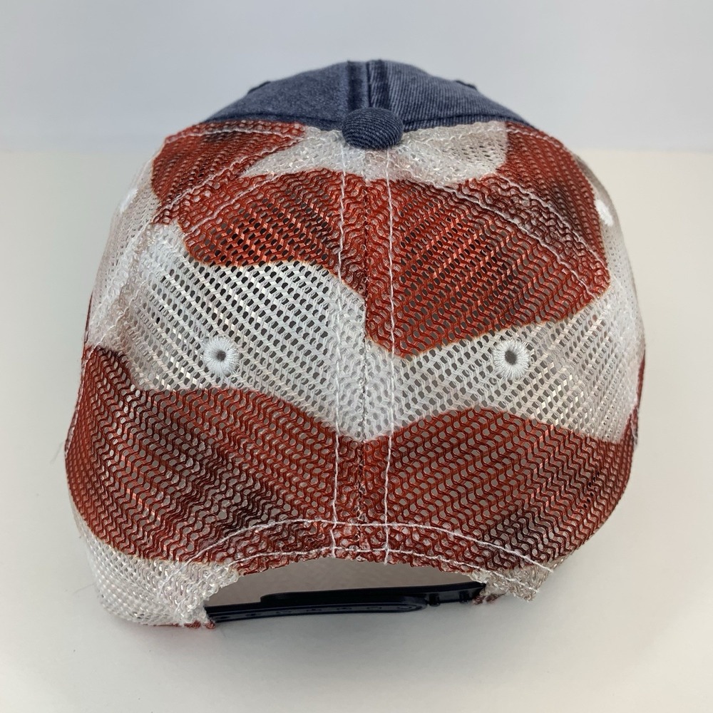 Oklahoma Sooners OU Hat Denim Flag Mesh Snapback Baseball Cap TOW STAIN - Picture 8 of 16